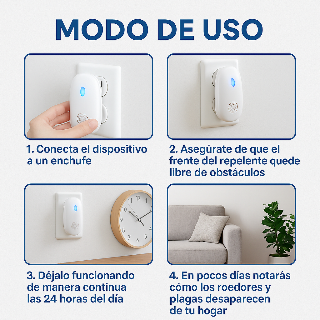 Repelente Ultrasónico – Ahorra Tiempo y Esfuerzo – Mantén tu hogar libre de ratones en solo días