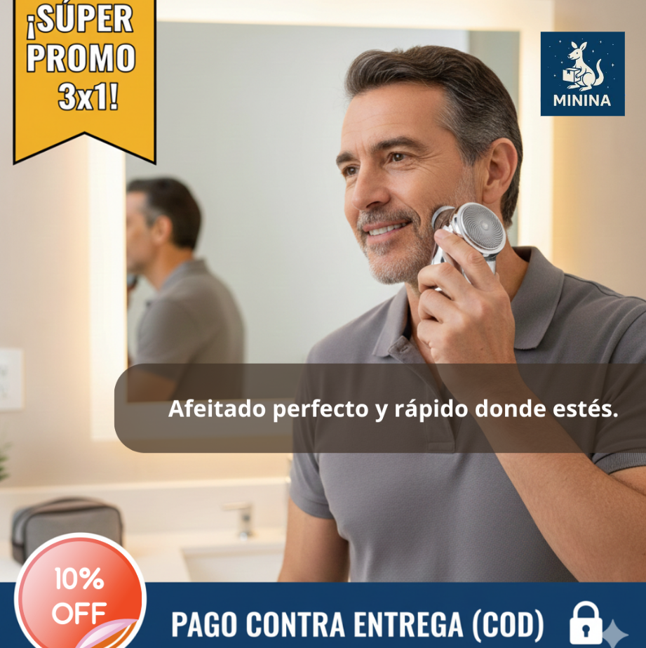 Mini Afeitadora Eléctrica – Afeitado Preciso al Instante – Rostro Suave y Limpio en 60 Segundos