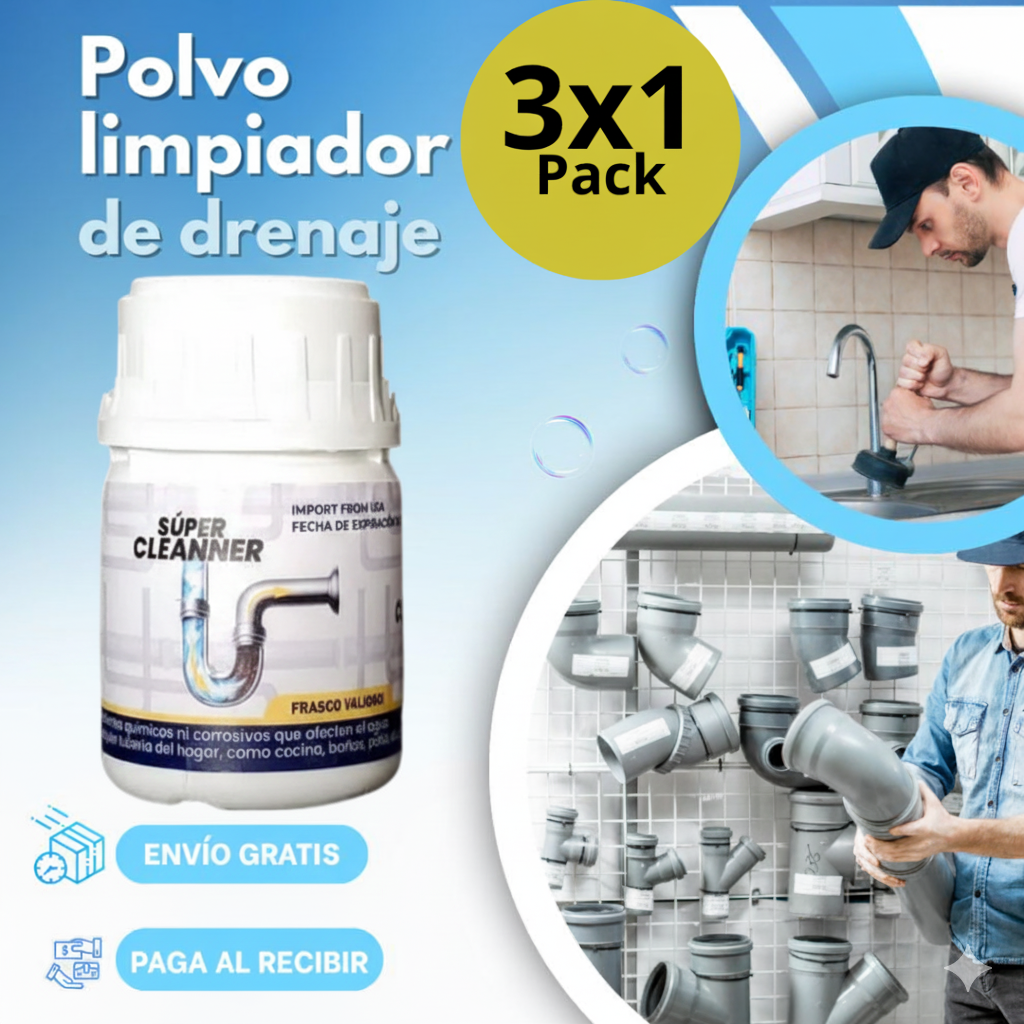 Pack x3 - Limpiador de Drenaje - Destapador Potente de Tuberías